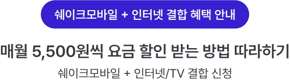쉐이크 모바일 + 인터넷 결합 방법 타이틀